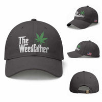 Funny The Weedfather Baseball Cap Marijuana Stoner Dad Fathers Day