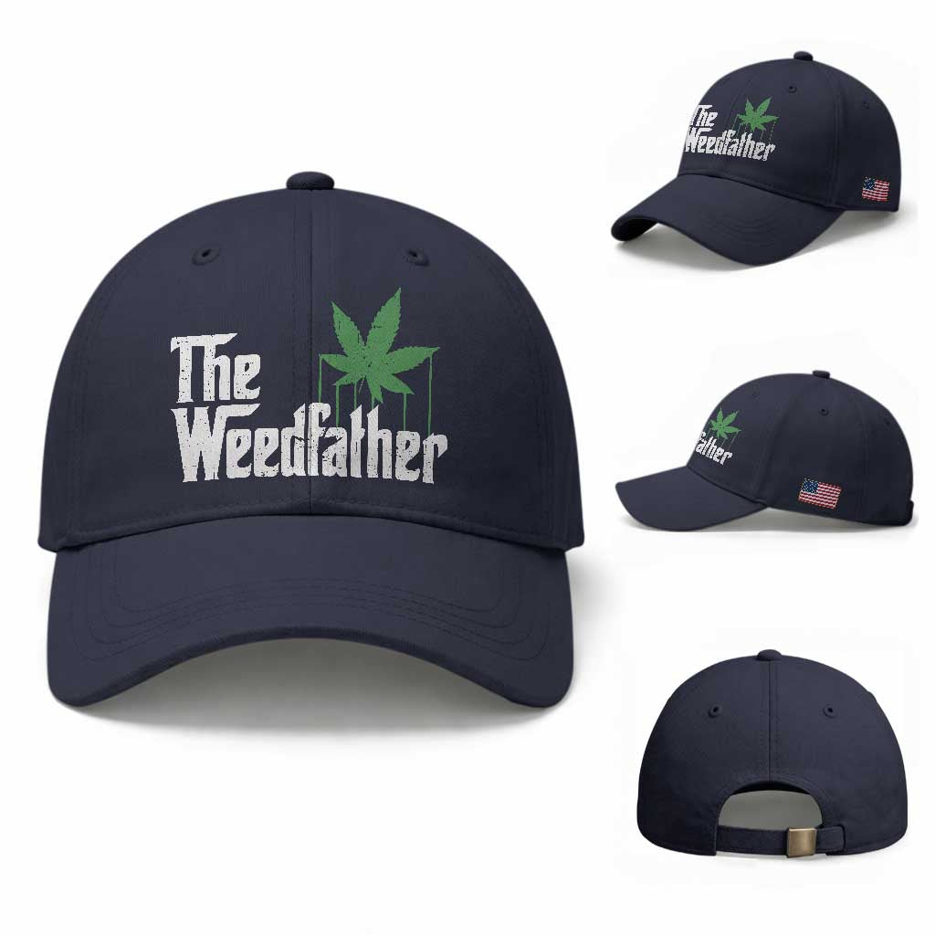 Funny The Weedfather Baseball Cap Marijuana Stoner Dad Fathers Day