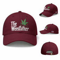 Funny The Weedfather Baseball Cap Marijuana Stoner Dad Fathers Day
