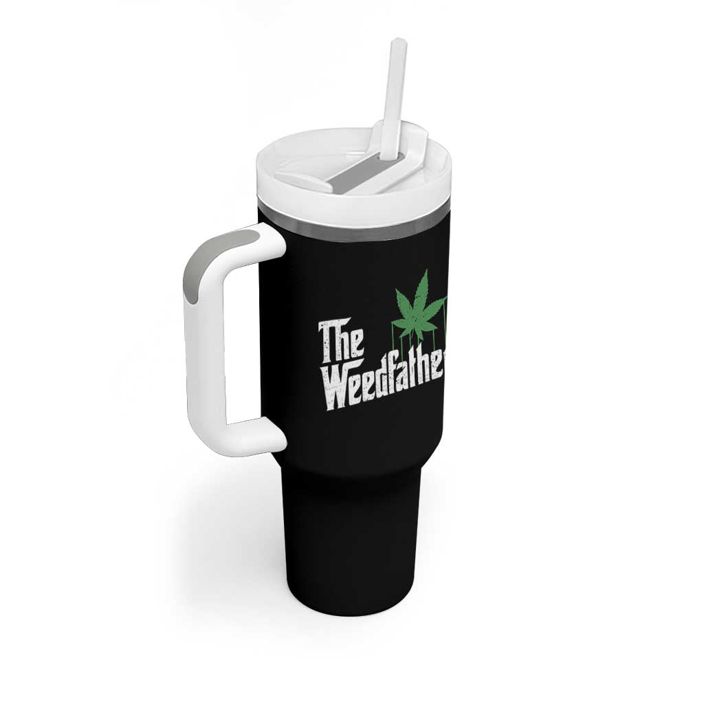 Funny The Weedfather Tumbler With Handle Marijuana Stoner Dad Fathers Day