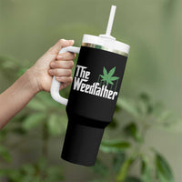 Funny The Weedfather Tumbler With Handle Marijuana Stoner Dad Fathers Day