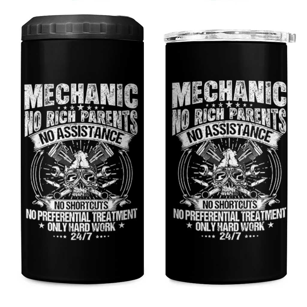 Funny Mechanic No Rich Parents No Assistance No Handouts 4 in 1 Can Cooler Tumbler Car Mechanic Garage - Wonder Print Shop