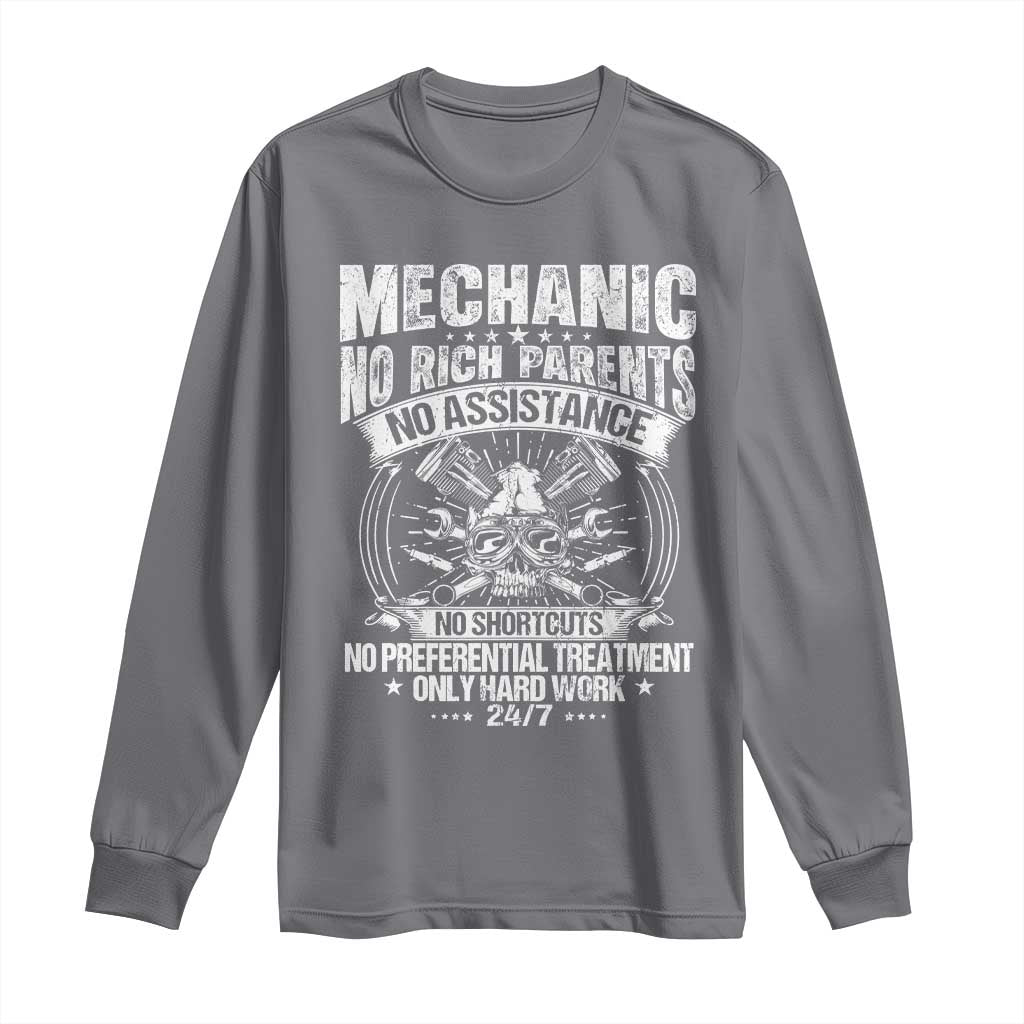 Funny Mechanic No Rich Parents No Assistance No Handouts Long Sleeve Shirt Car Mechanic Garage - Wonder Print Shop