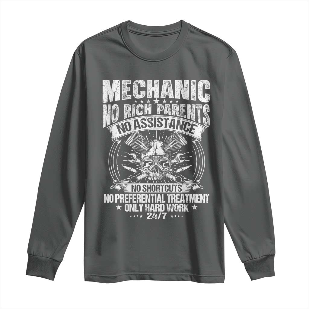 Funny Mechanic No Rich Parents No Assistance No Handouts Long Sleeve Shirt Car Mechanic Garage - Wonder Print Shop