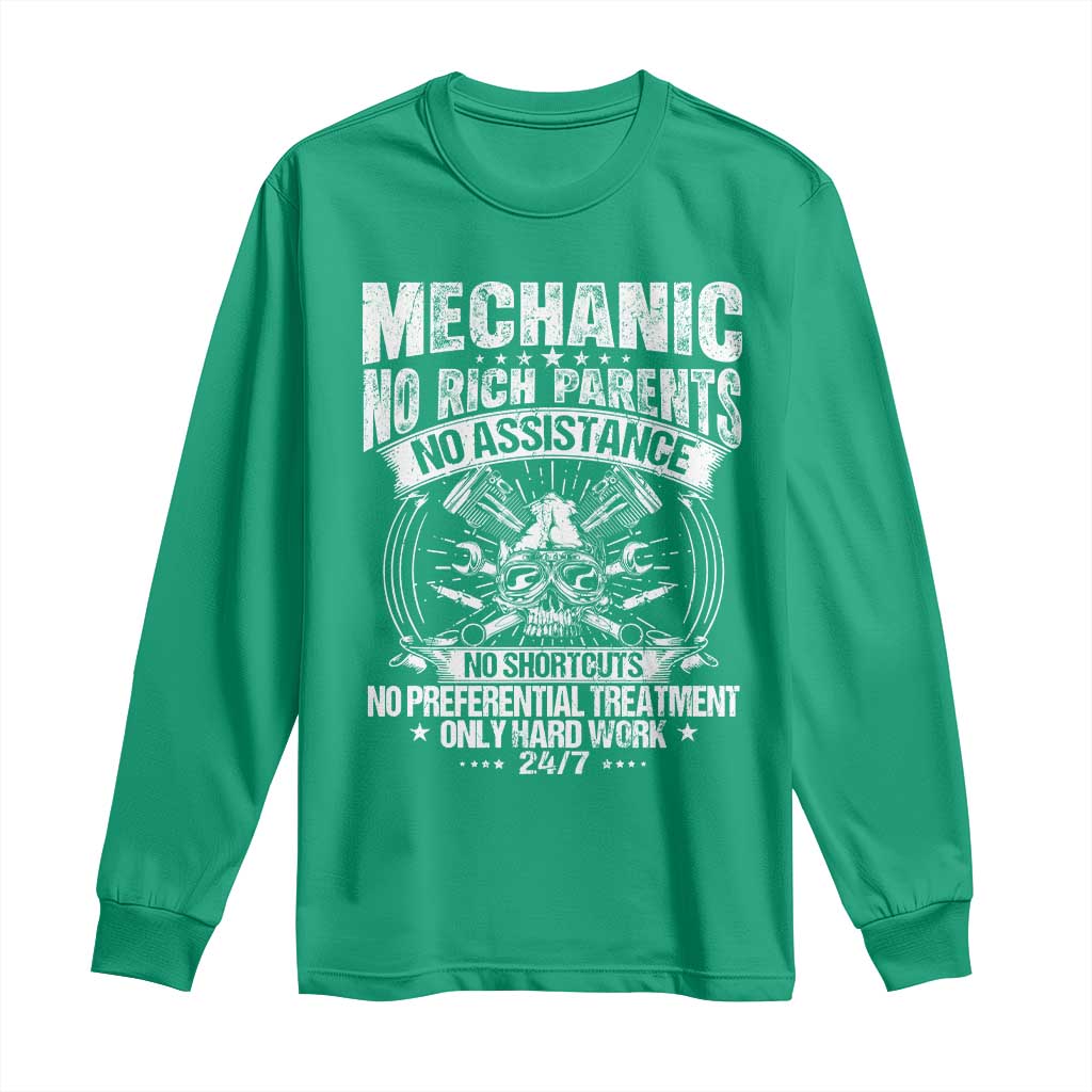 Funny Mechanic No Rich Parents No Assistance No Handouts Long Sleeve Shirt Car Mechanic Garage - Wonder Print Shop