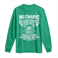 Funny Mechanic No Rich Parents No Assistance No Handouts Long Sleeve Shirt Car Mechanic Garage - Wonder Print Shop