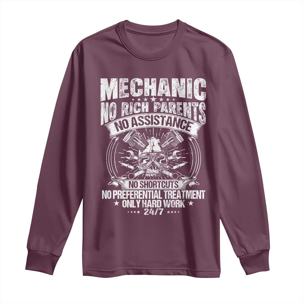 Funny Mechanic No Rich Parents No Assistance No Handouts Long Sleeve Shirt Car Mechanic Garage - Wonder Print Shop