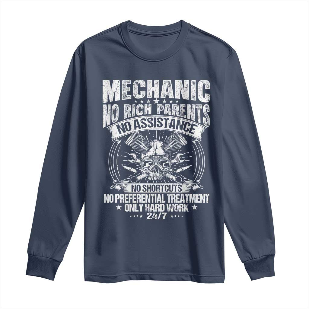 Funny Mechanic No Rich Parents No Assistance No Handouts Long Sleeve Shirt Car Mechanic Garage - Wonder Print Shop