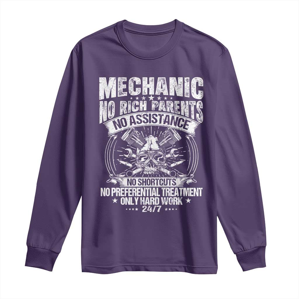Funny Mechanic No Rich Parents No Assistance No Handouts Long Sleeve Shirt Car Mechanic Garage - Wonder Print Shop
