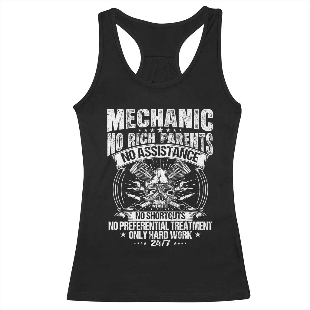 Funny Mechanic No Rich Parents No Assistance No Handouts Racerback Tank Top Car Mechanic Garage - Wonder Print Shop