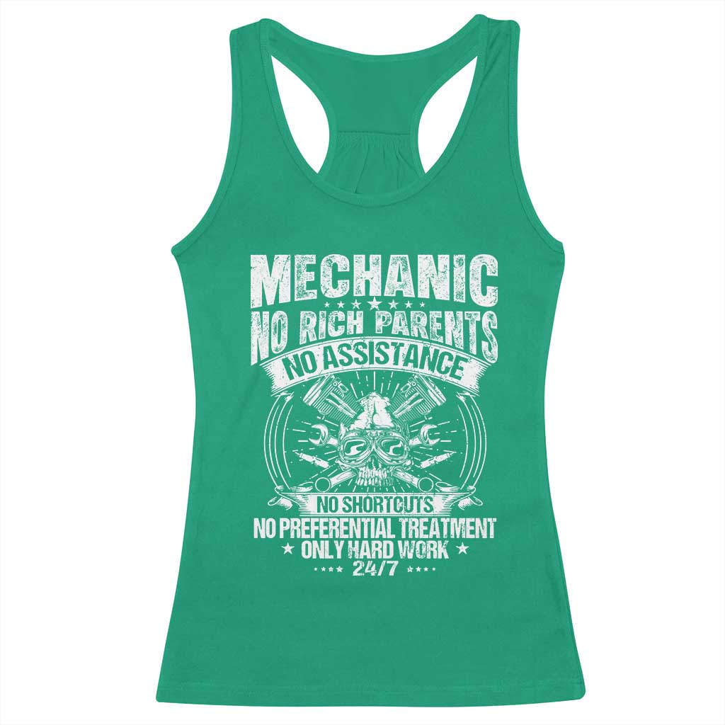 Funny Mechanic No Rich Parents No Assistance No Handouts Racerback Tank Top Car Mechanic Garage - Wonder Print Shop