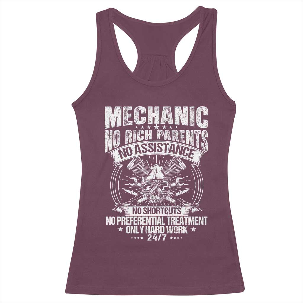 Funny Mechanic No Rich Parents No Assistance No Handouts Racerback Tank Top Car Mechanic Garage - Wonder Print Shop