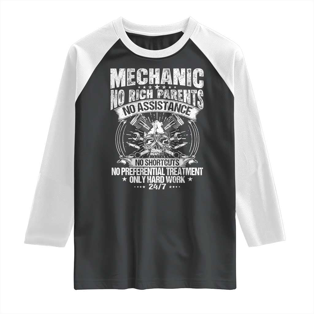 Funny Mechanic No Rich Parents No Assistance No Handouts Raglan Shirt Car Mechanic Garage - Wonder Print Shop