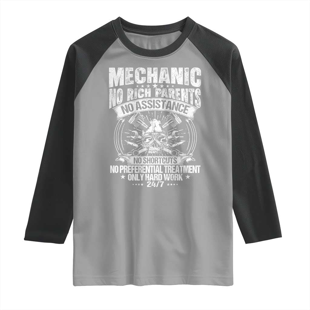 Funny Mechanic No Rich Parents No Assistance No Handouts Raglan Shirt Car Mechanic Garage - Wonder Print Shop