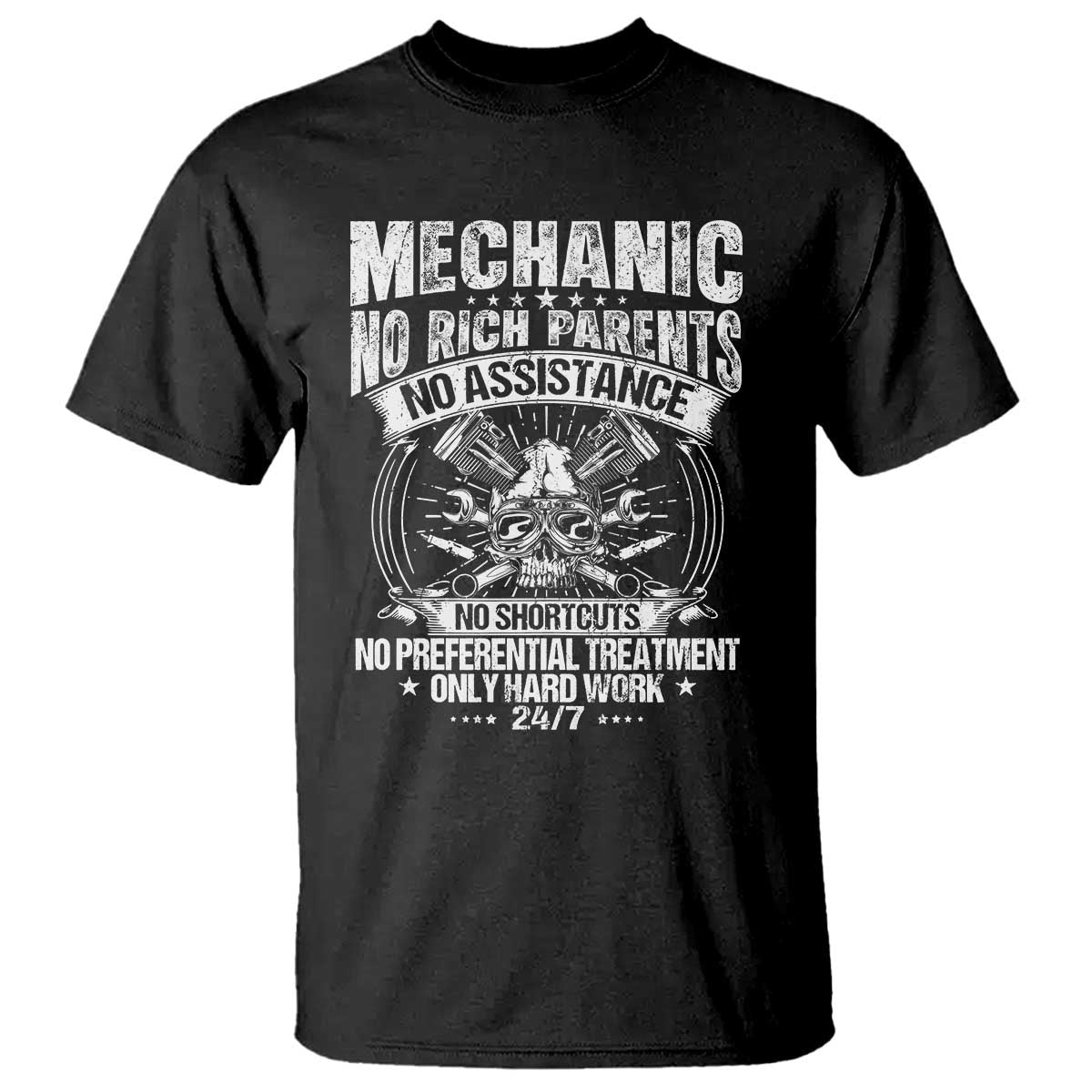 Funny Mechanic No Rich Parents No Assistance No Handouts T Shirt Car Mechanic Garage - Wonder Print Shop