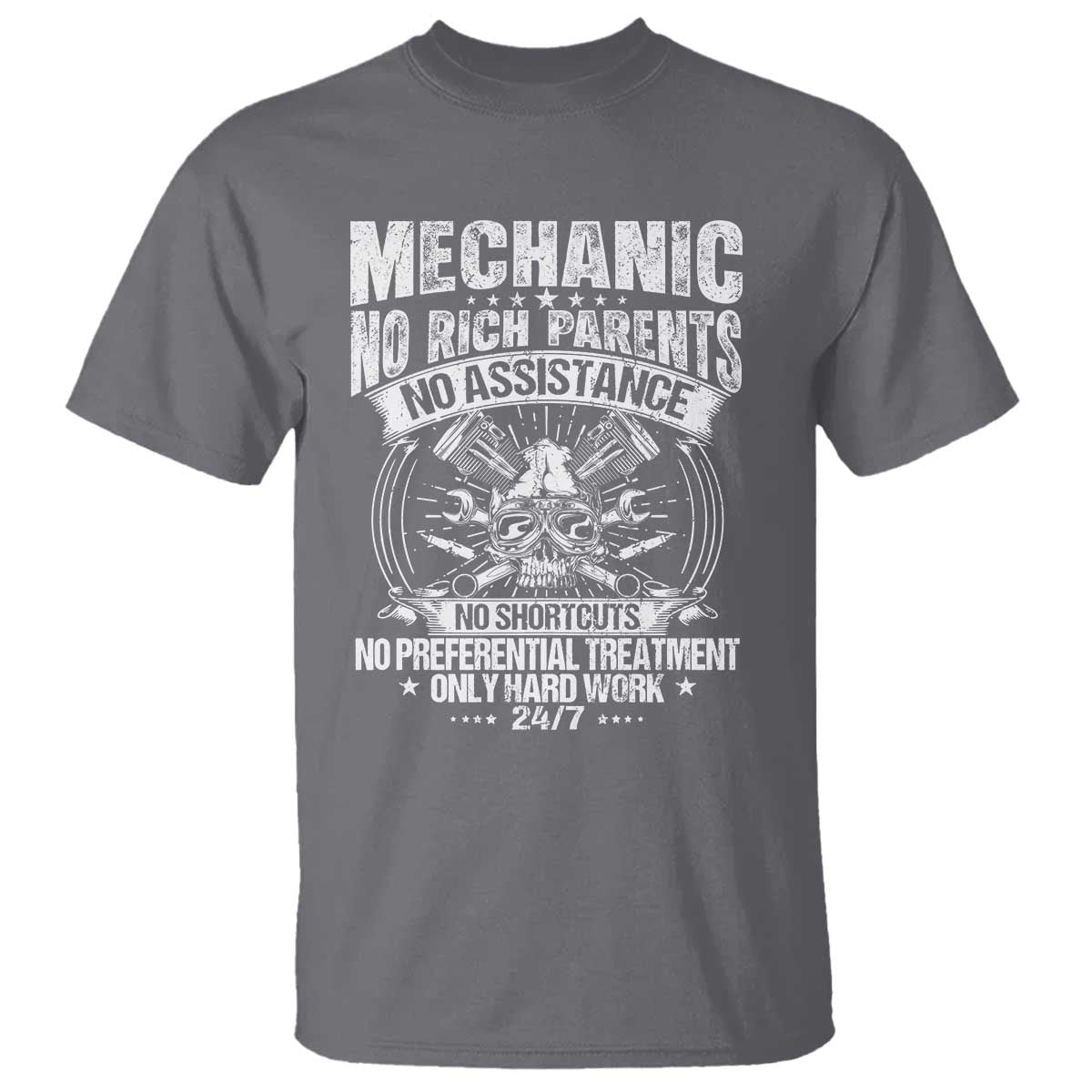 Funny Mechanic No Rich Parents No Assistance No Handouts T Shirt Car Mechanic Garage - Wonder Print Shop