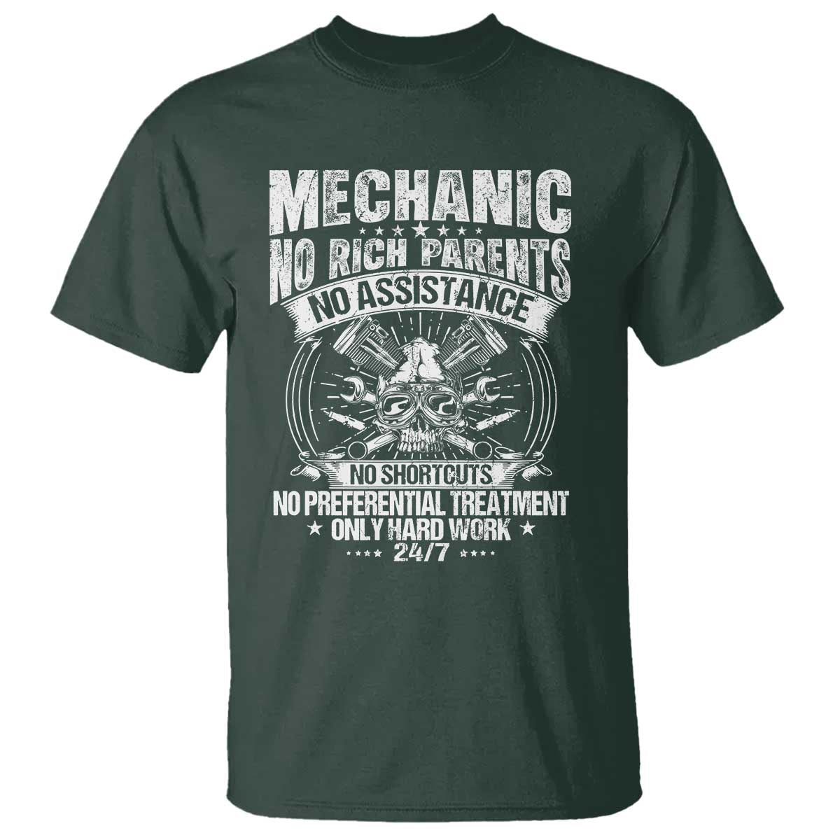 Funny Mechanic No Rich Parents No Assistance No Handouts T Shirt Car Mechanic Garage - Wonder Print Shop