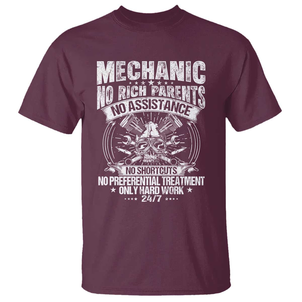 Funny Mechanic No Rich Parents No Assistance No Handouts T Shirt Car Mechanic Garage - Wonder Print Shop