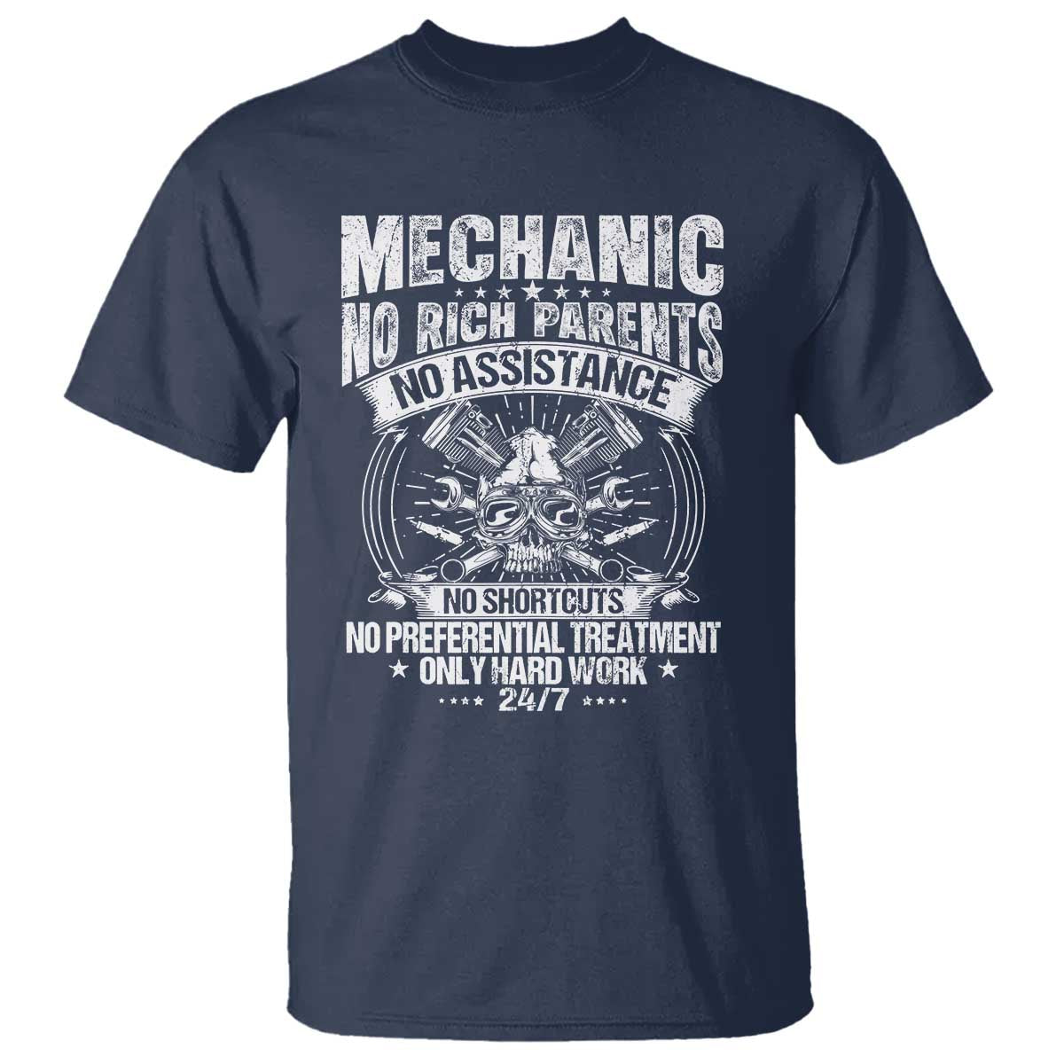 Funny Mechanic No Rich Parents No Assistance No Handouts T Shirt Car Mechanic Garage - Wonder Print Shop
