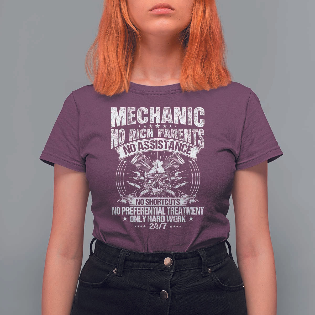 Funny Mechanic No Rich Parents No Assistance No Handouts T Shirt For Women Car Mechanic Garage - Wonder Print Shop