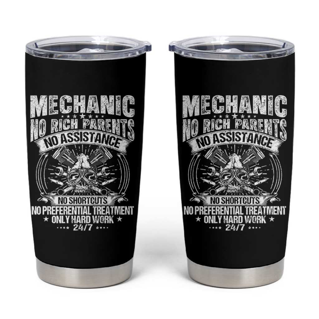 Funny Mechanic No Rich Parents No Assistance No Handouts Tumbler Cup Car Mechanic Garage - Wonder Print Shop