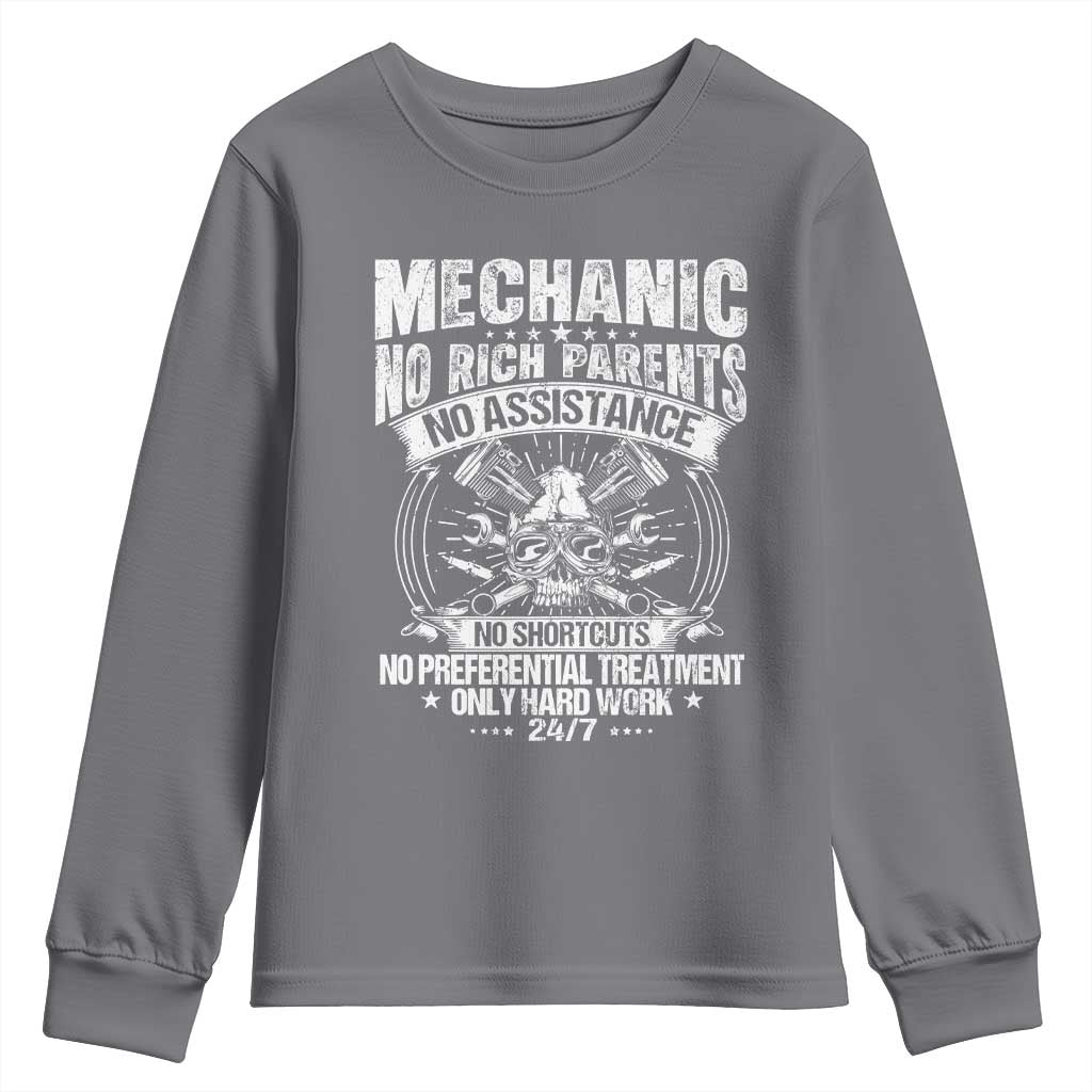 Funny Mechanic No Rich Parents No Assistance No Handouts Youth Sweatshirt Car Mechanic Garage - Wonder Print Shop