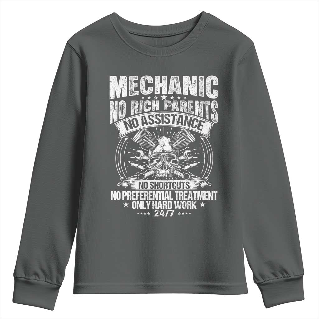Funny Mechanic No Rich Parents No Assistance No Handouts Youth Sweatshirt Car Mechanic Garage - Wonder Print Shop