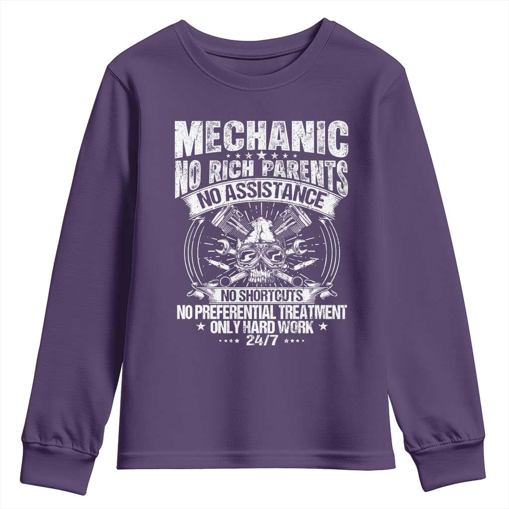 Funny Mechanic No Rich Parents No Assistance No Handouts Youth Sweatshirt Car Mechanic Garage - Wonder Print Shop