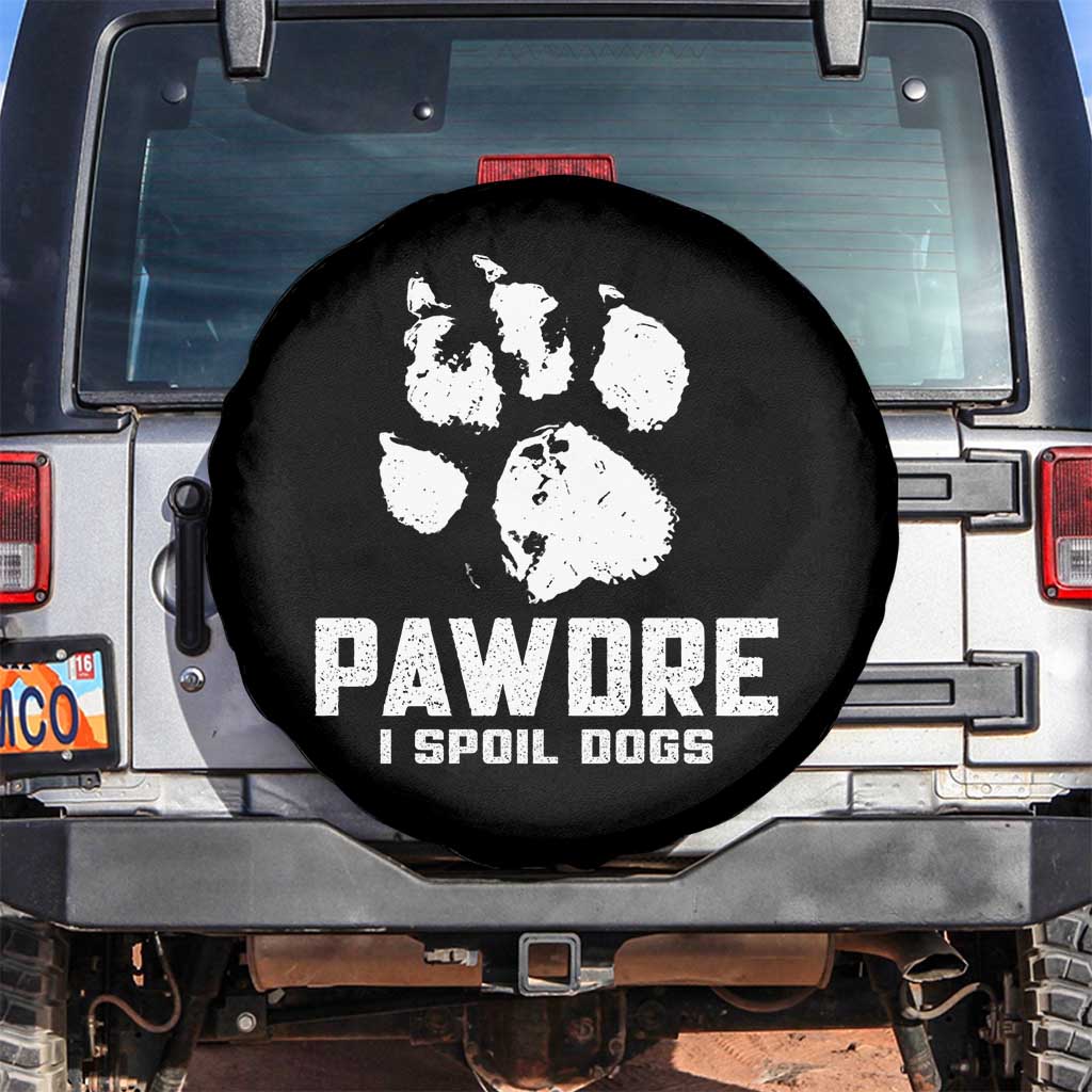 Funny Pawdre I Spoil Dogs Spare Tire Cover Fur Dad Fathers Day Vintage Paw Prints