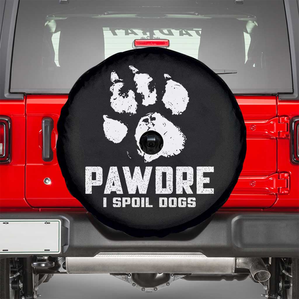 Funny Pawdre I Spoil Dogs Spare Tire Cover Fur Dad Fathers Day Vintage Paw Prints