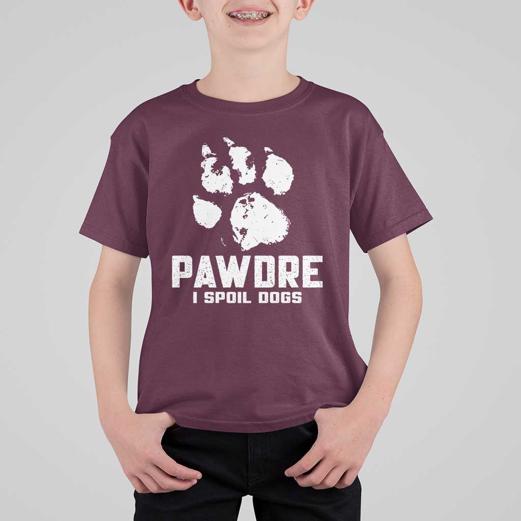 Funny Pawdre I Spoil Dogs T Shirt For Kid Fur Dad Fathers Day Vintage Paw Prints