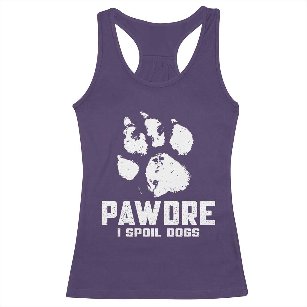 Funny Pawdre I Spoil Dogs Racerback Tank Top Fur Dad Fathers Day Vintage Paw Prints