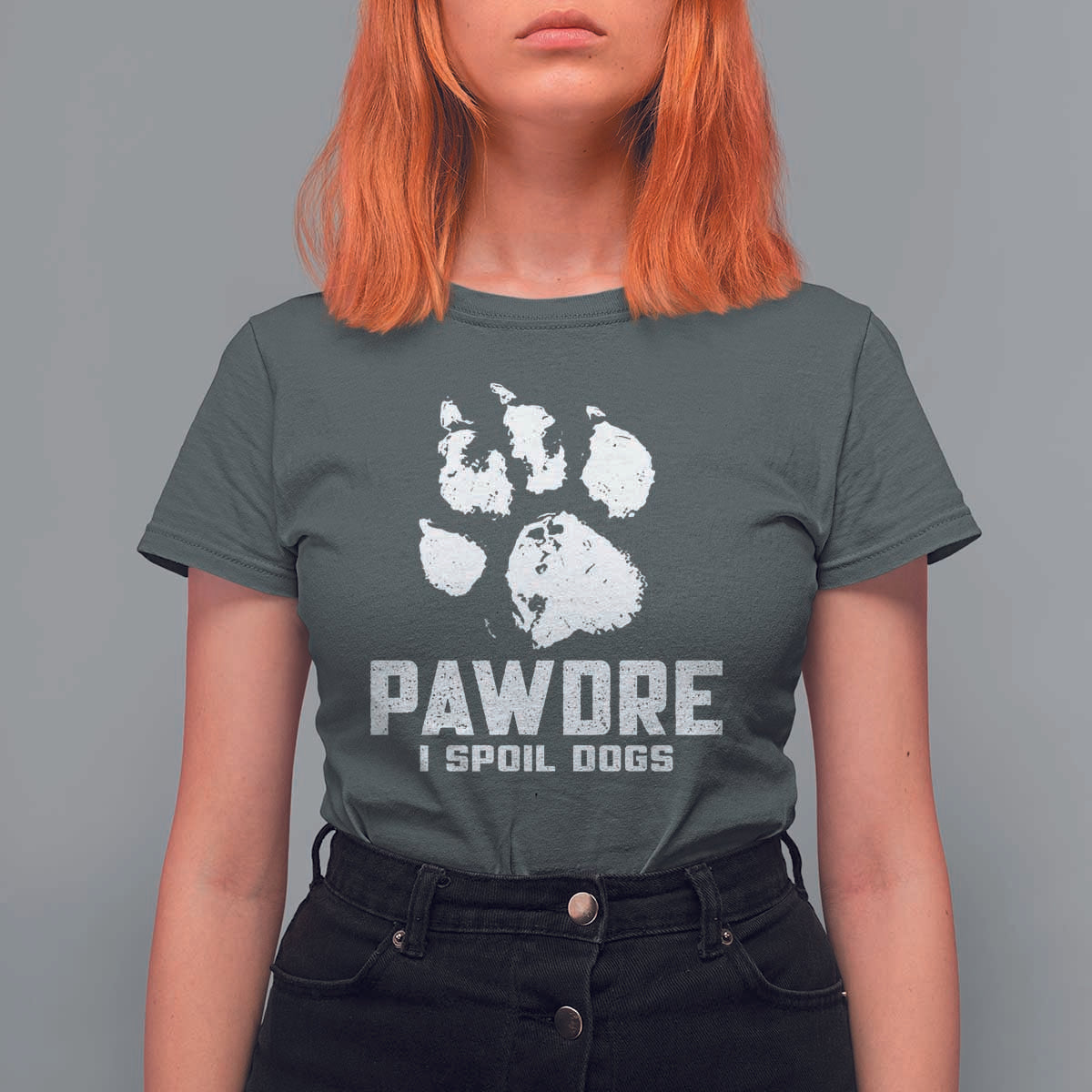 Funny Pawdre I Spoil Dogs T Shirt For Women Fur Dad Fathers Day Vintage Paw Prints