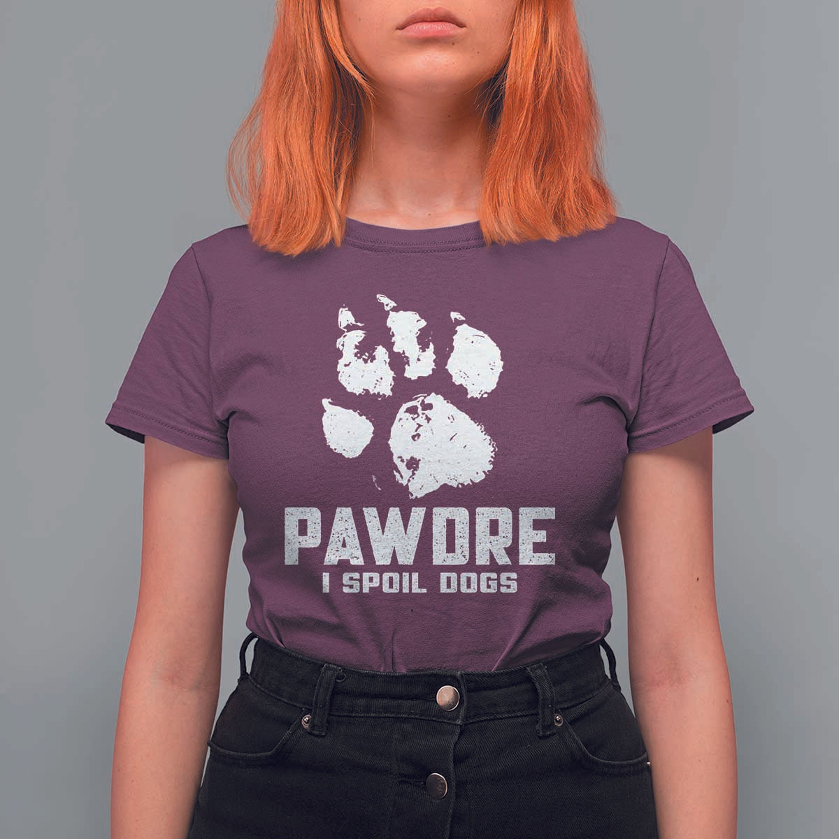 Funny Pawdre I Spoil Dogs T Shirt For Women Fur Dad Fathers Day Vintage Paw Prints
