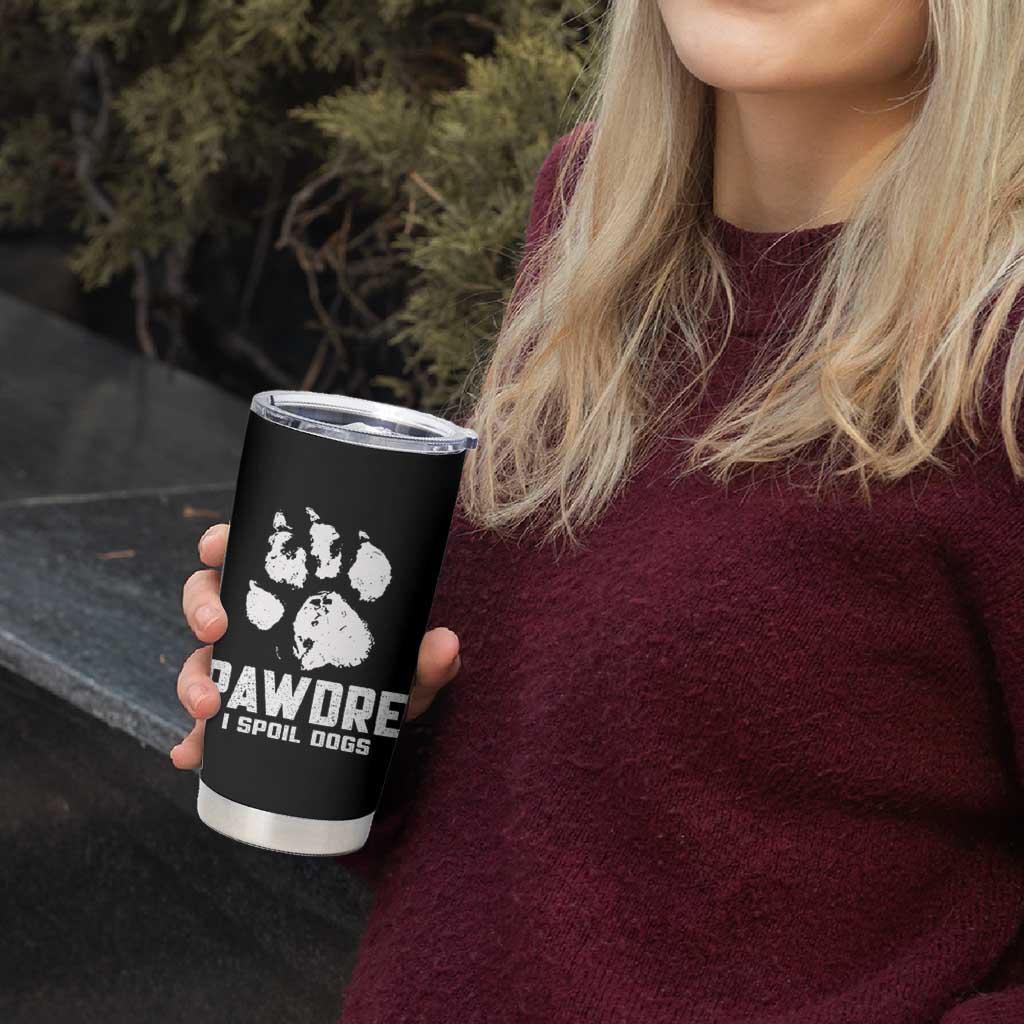 Funny Pawdre I Spoil Dogs Tumbler Cup Fur Dad Fathers Day Vintage Paw Prints