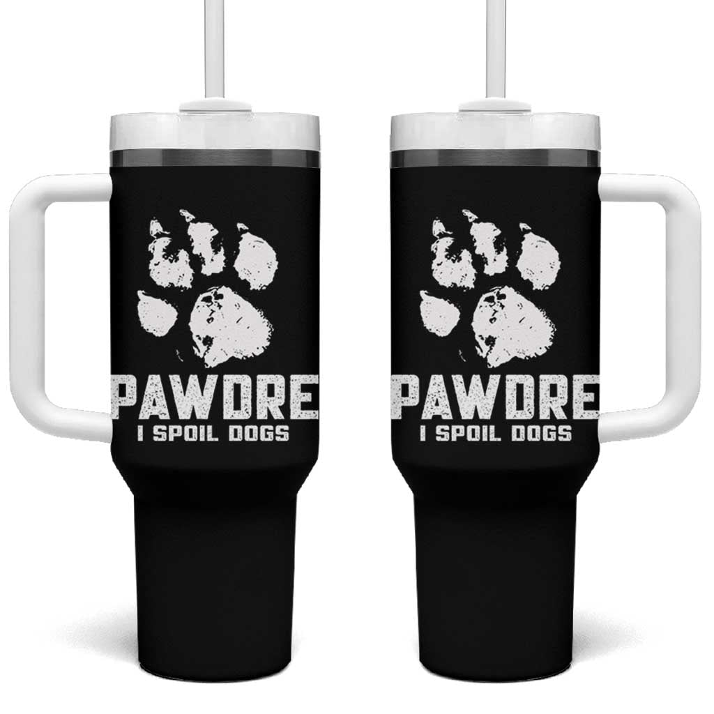 Funny Pawdre I Spoil Dogs Tumbler With Handle Fur Dad Fathers Day Vintage Paw Prints