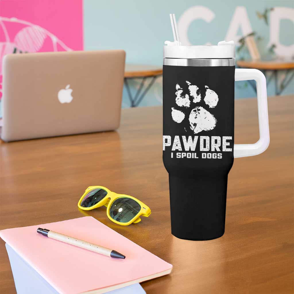Funny Pawdre I Spoil Dogs Tumbler With Handle Fur Dad Fathers Day Vintage Paw Prints