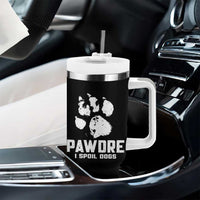 Funny Pawdre I Spoil Dogs Tumbler With Handle Fur Dad Fathers Day Vintage Paw Prints