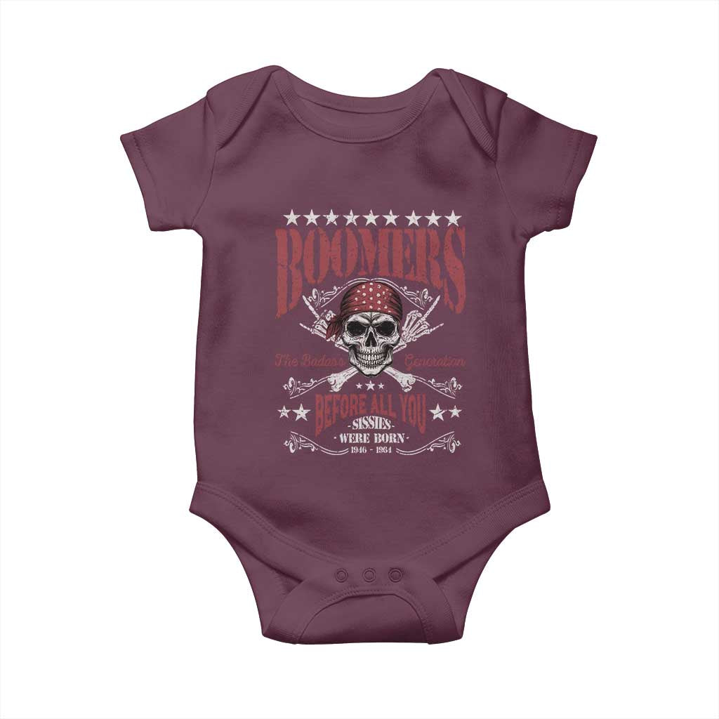 Boomers The Badass Generation Before All You Sissies Were Born Baby Onesie Baby Boomers Generation Skull - Wonder Print Shop