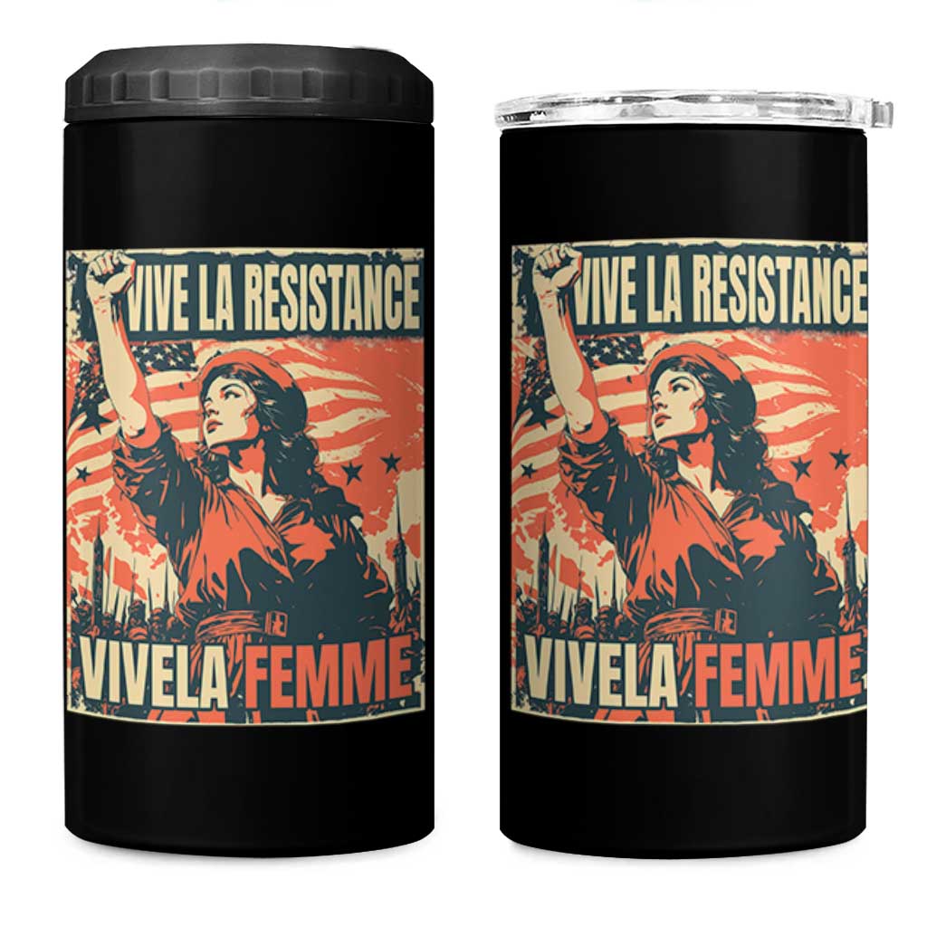 Vive La Resistance Vivela Femme 4 in 1 Can Cooler Tumbler Feminist Women's Right Political Sattire - Wonder Print Shop