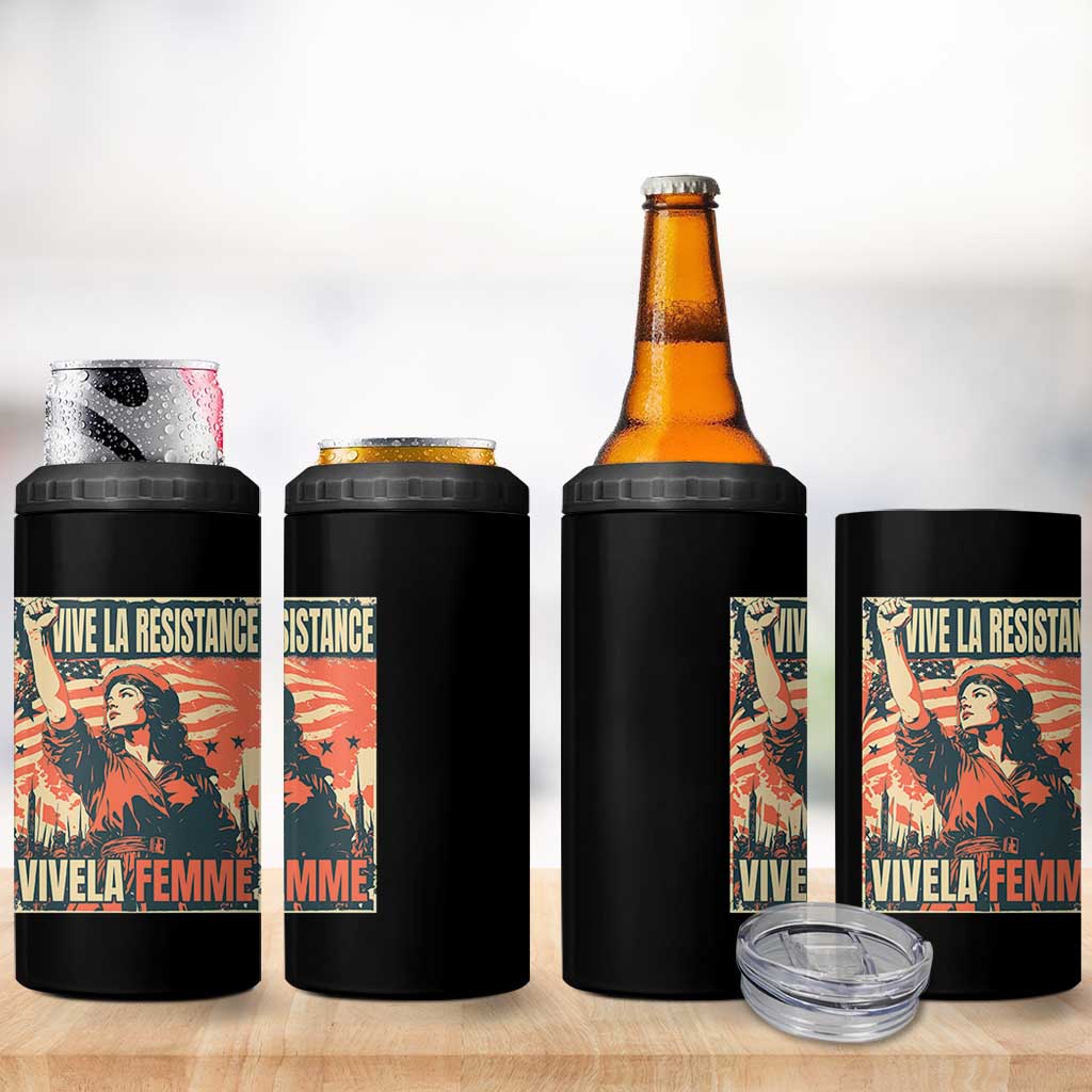 Vive La Resistance Vivela Femme 4 in 1 Can Cooler Tumbler Feminist Women's Right Political Sattire - Wonder Print Shop