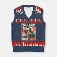 Vive La Resistance Vivela Femme V-Neck Knit Sweater Vest Feminist Women's Right Political Sattire - Wonder Print Shop