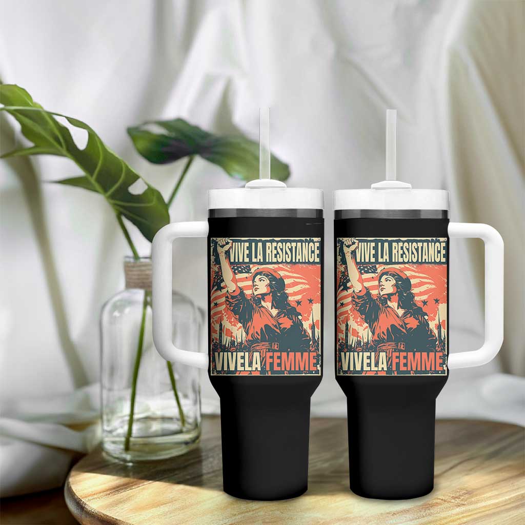 Vive La Resistance Vivela Femme Tumbler With Handle Feminist Women's Right Political Sattire - Wonder Print Shop