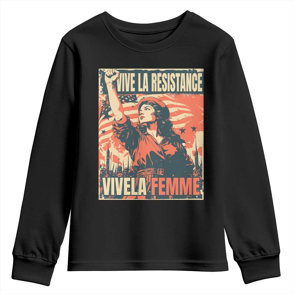Vive La Resistance Vivela Femme Youth Sweatshirt Feminist Women's Right Political Sattire - Wonder Print Shop