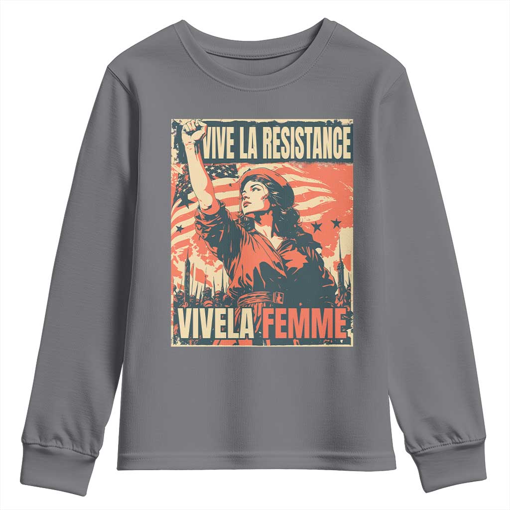 Vive La Resistance Vivela Femme Youth Sweatshirt Feminist Women's Right Political Sattire - Wonder Print Shop