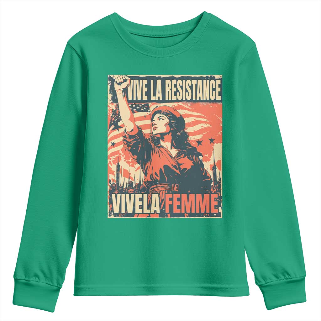 Vive La Resistance Vivela Femme Youth Sweatshirt Feminist Women's Right Political Sattire - Wonder Print Shop