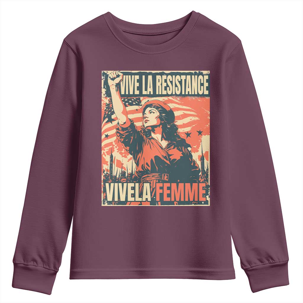 Vive La Resistance Vivela Femme Youth Sweatshirt Feminist Women's Right Political Sattire - Wonder Print Shop