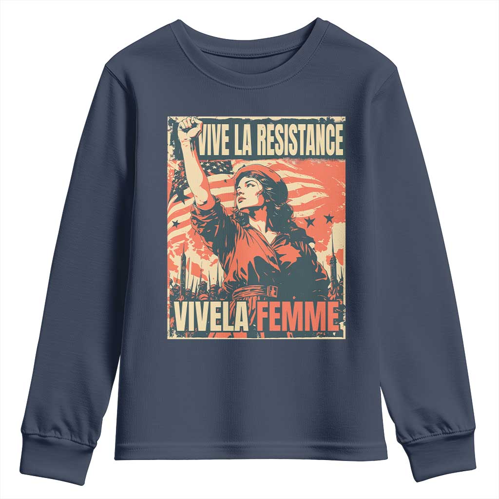 Vive La Resistance Vivela Femme Youth Sweatshirt Feminist Women's Right Political Sattire - Wonder Print Shop