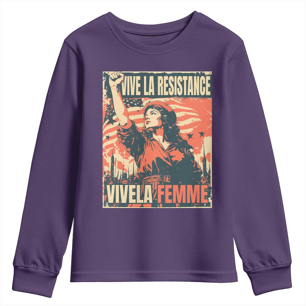 Vive La Resistance Vivela Femme Youth Sweatshirt Feminist Women's Right Political Sattire - Wonder Print Shop