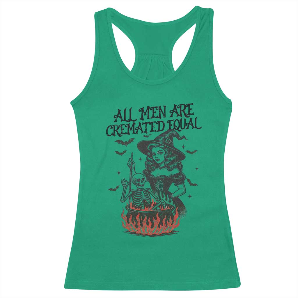 Witch All Men Are Cremated Equal Racerback Tank Top Feminist Halloween - Wonder Print Shop